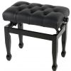 Polonez B3 piano bench Lux, black gloss, black leather upholstery, quilted