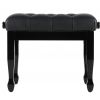 Polonez B3 piano bench Lux, black gloss, black leather upholstery, quilted